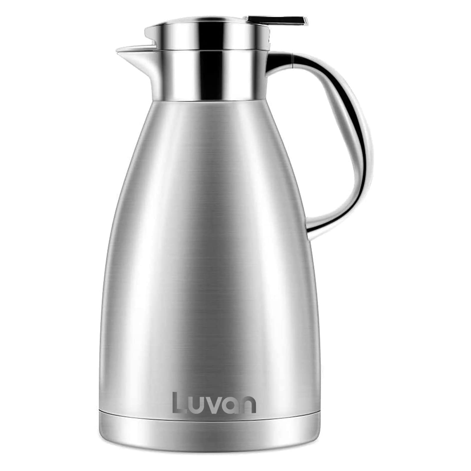 Luvan 1.8 Litre Thermal Carafe,18/10 Food-Grade Stainless Steel Thermal Carafe/Double Walled Vacuum Insulated Coffee Pot with Press Button Top,Lab Tested,for Coffee,Tea