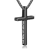 Fiusem Cross Necklace for Men, Inspirational Bible Verse Cross Chain for Men, 316 Stainless Steel Cross Necklace for Men