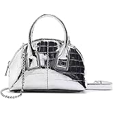 Ophlid Mini Silver Crossbody Purse for Women Gold Purse Cute Small Top Handle Purses Pink Metallic Bag Shiny Chain Handbag