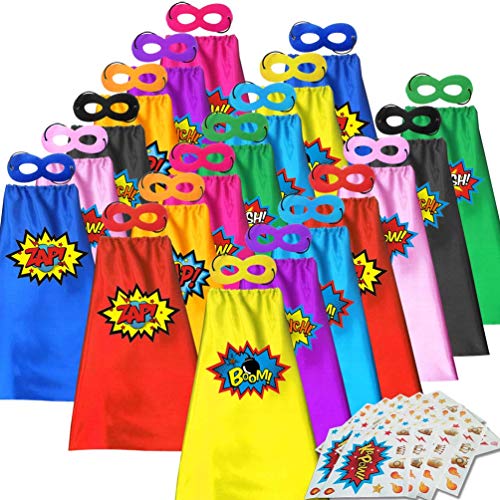 ADJOY Superhero Capes and Masks for Kids with Decorative Stickers