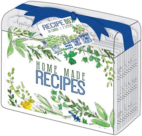 RosanneBeck Collections Herbs Wildflowers Clear Acrylic Lucite Recipe Box with 10 Recipe Dividers and 20 Recipe Cards