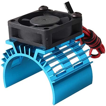 PERIWIN Motor Heatsink, Metal Electric Motor Heat Sink 5V Cooling Fan for RC Parts 1/10 Car 540 550 - Blue