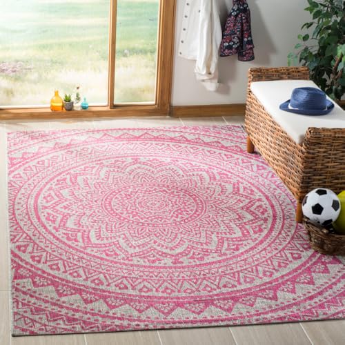 SAFAVIEH Washable Rug Outdoor Courtyard Collection - 6'7" x 9'6", Light Grey &…