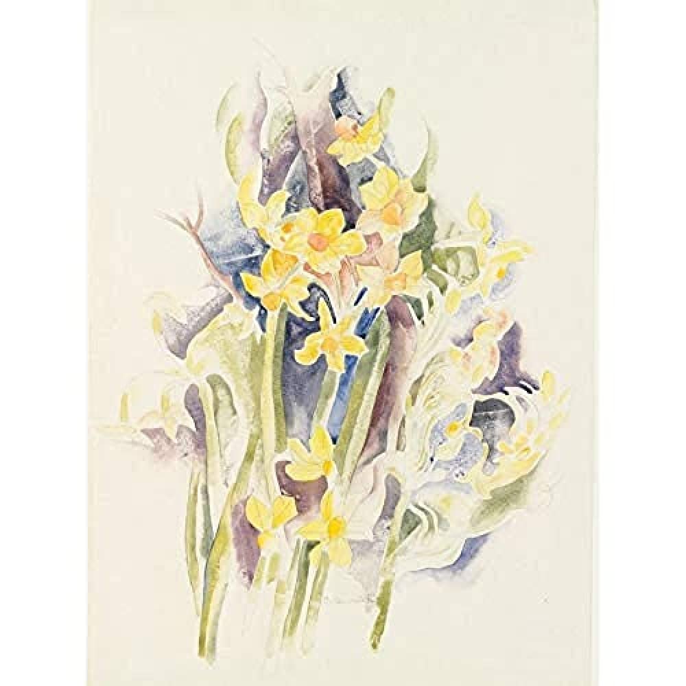 Demuth Small Daffodils Flower Drawing Painting Art Print Canvas Premium Wall Decor Poster Mural