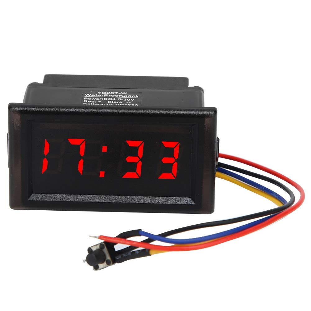 Digital Clock for Car, DC4.5-30V Waterproof Dustproof Car Auto Electronic Clock LED Digital Display (Red)