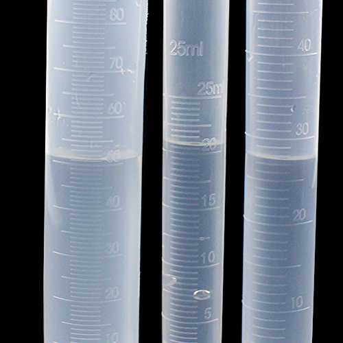 DEPEPE 5 Clear Plastic Graduated Cylinders Measure with 3 Plastic Beakers and 2 Test Tube Brushes