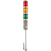 Baomain 24V DC Industrial Signal Light with Buzzer, Red Yellow Green LED | LTA-502TJ Safety Warning Lamp: 360&deg; Continuous Beacon with Mounting Bracket for CNC Machine &amp; Factory Automation
