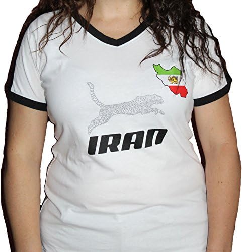 LAT Ladies Soccer V‑Neck T-Shirt, Shir O Khorshid, Iran, Russia World Cup 2018 (L)