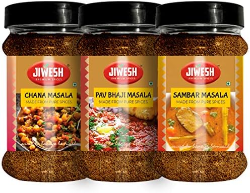 JIWESH Spices Combo of 3 (Sambar Masala+PAV BHAJI Masala+Chana Masala 300 Grams