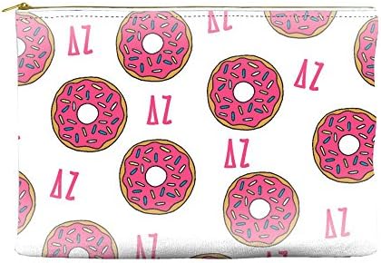 Delta Zeta (DZ) Donut Pattern White Cosmetic Accessory Pouch Bag for Makeup Jewelry &amp; other Essentials