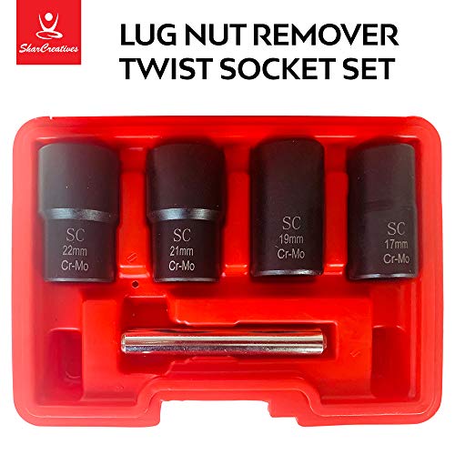 SharCreatives Metric Twist Socket Set 5 pieces Lug Nut Extractor and