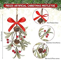 Christmas Artificial Mistletoe Ornament with Red