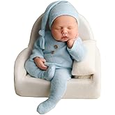 Newborn Photography Props Costume Cute Hat With Romper Set Newborn Boy Photoshoot Outfits Baby Boy Girl Photoshoot Outfits (Blue)
