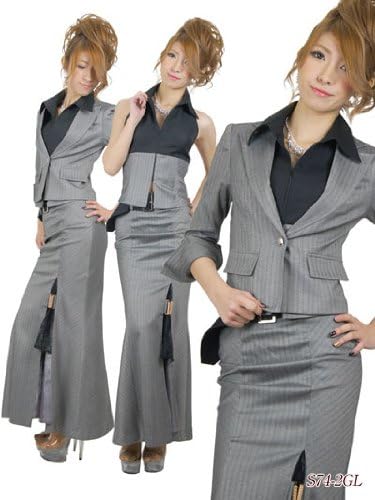 Amazon キャバスーツ ロングスカートスーツセット L 11号 グレー スカート 通販