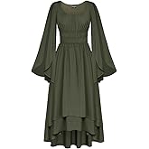 Scarlet Darkness Women Renaissance Costume Split Bell Sleeve Double Layered High Low Dress