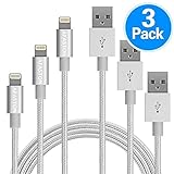 Afaston Apple MFi Certified iPhone Charger 3Pack 3FT(1M) Nylon Braided 8 pin Charging Cables USB Charger Cord, Compatible with iPhone 7/7 Plus/6s/6s Plus/6/6 Plus/5/5S/5C/SE/iPad and iPod (white)