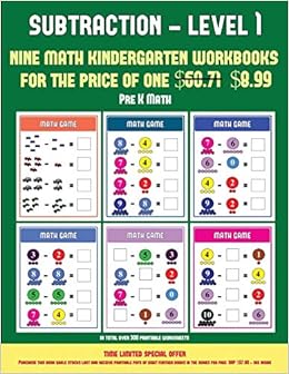 Pre K Math Kindergarten Subtraction Taking Away Level 1