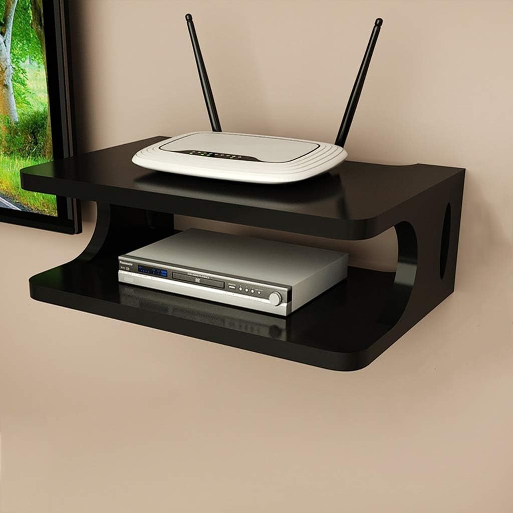 Worthy Shoppee Multipurpose Set Top Box Holder, WiFi Holder, Wall Shelf (Black)