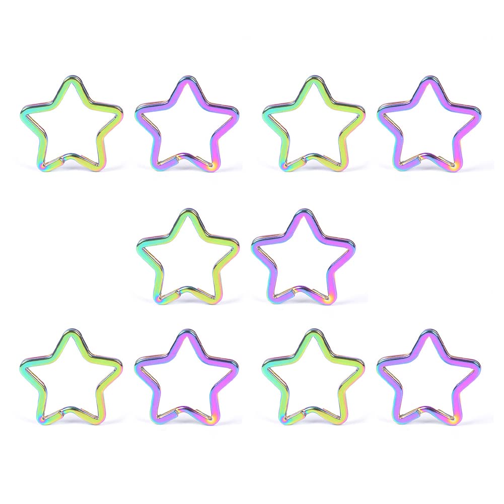 10pcs Metal Star Shaped Split Ring Key Ring Key Holder Keyfob Accessories Connector for DIY Jewelry Handbag Supplies Jump Rings