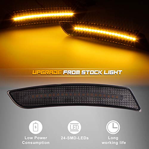 RUXIFEY Smoked Lens LED Side Marker Lights Front Bumper Sidemarker Lamps Reflectors Compatible with 2016 to 2018 Chevy Camaro Amber - Pack of 2