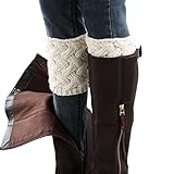 Desen Women's Crochet Leg Warmers Winter Cable Knit Boot Cuffs (Ivory) One Size
