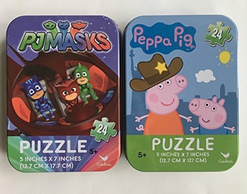 2 Travel Tin Puzzles Peppa Pig and PJ Masks