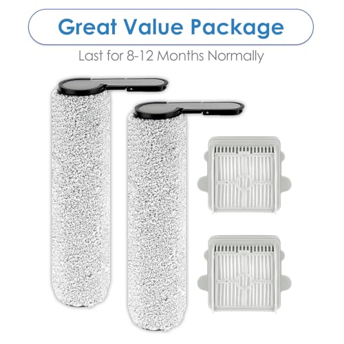 Set of 4 Replacement Brush Rollers F25 GT and HEPA Filter for Roborock F25 GT/F25/F25 LT/F25 RT/F25 ACE/ F25 ALT/ F25 ACE Combo/F25 Combo Vacuum Cleaner / 2 Brush Rollers and 2 HEPA Filters