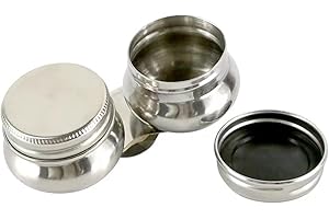 FANSOFTIKS 1PC Stainless Steel Oil Painting Palette Cup with Lid and Clip 2 Dipper Large Mouth Oil Paint Pot Container Leakproof Oil Paint Container Cup Turpentine Solvent Tins for Drawing Art Suppllies