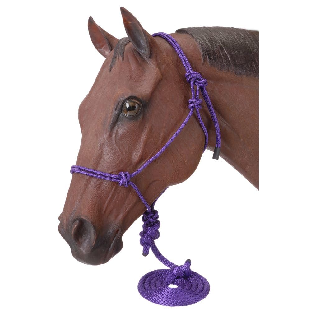 Tough 1 Poly Rope Tied Halter with Lead, Purple, Horse