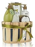 Spa Gift Basket, PURE Spa Basket -Bath and Body Gift Set, Includes Shower Gel, Body Lotion, Bubble Bath, Body Scrub & Bath-Body Sponge. #1 Holiday Gift Baskets for Women! (Premium XL)