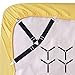 Korlon 4 Pcs Fasteners Holders Garters Adjustable Triangle Fitted Straps for Bed Sheets, Mattress Covers, Sofa Cushion-Black, One Size
