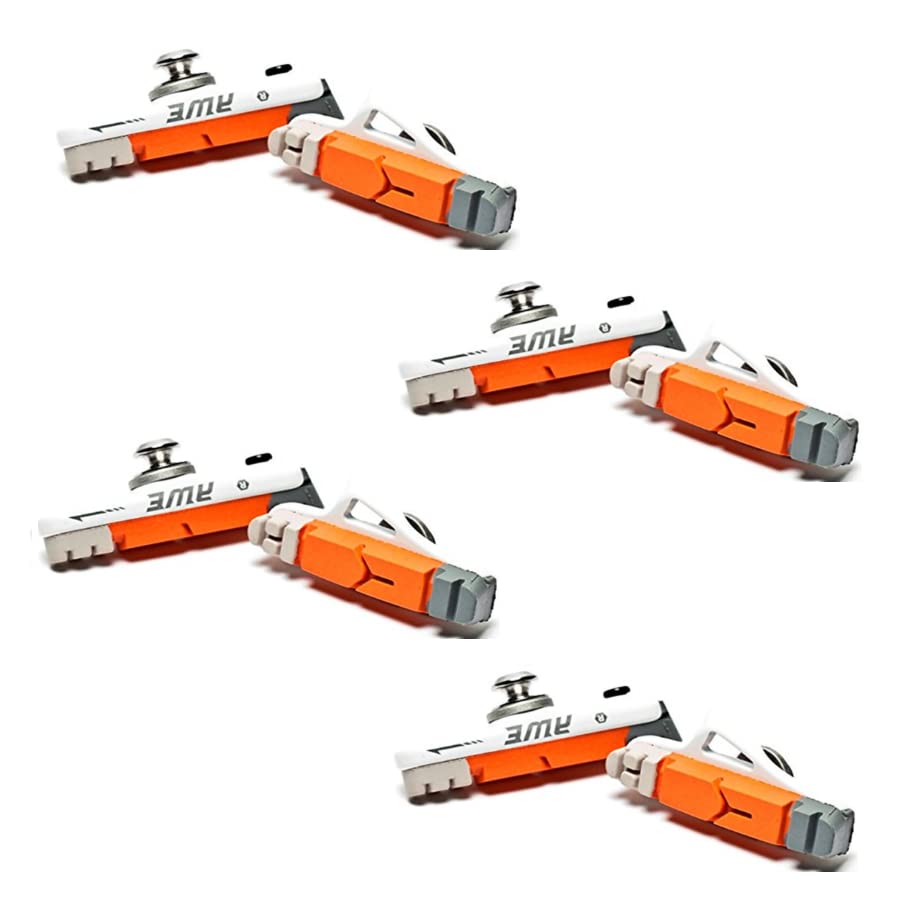 AWE X 4 Pairs 55mm White Cassette Road Brake Pads Grey/Orange/White