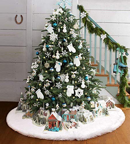 AISENO 48 Inch Christmas Tree Plush Skirt Decoration for Merry Christmas Party Faux Fur Christmas Tree Skirt Decorations - Thumbnail 3