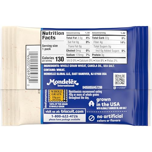 TRISCUIT MINIS ORIGINAL WHOLE GRAIN WHEAT CRACKERS, VEGAN CRACKERS, BULK LUNCH SNACKS, 20 SNACK PACKS