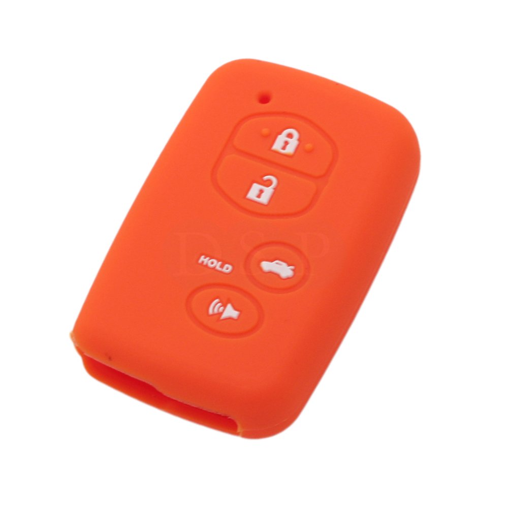 BROVACS Silicone Cover Protector Case Holder Skin Jacket Compatible with TOYOTA Avalon RAV4 Camry Venza Prius 4 Button Smart Remote Key Fob CV2405 Orange