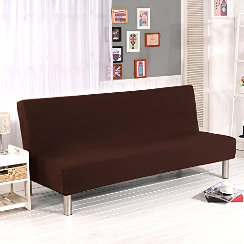 Aneil Sofa Bed Cover Futon Slipcover Solid Color Full Folding Elastic Armless 80 x 50 in (Coffee) - Thumbnail 5