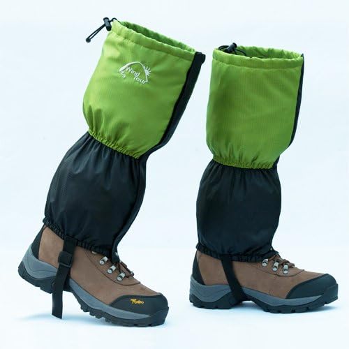 1 Pair Wind Tour 45cm Waterproof Snow Leg Legging Boot Gaiters Trouser Cover (green)