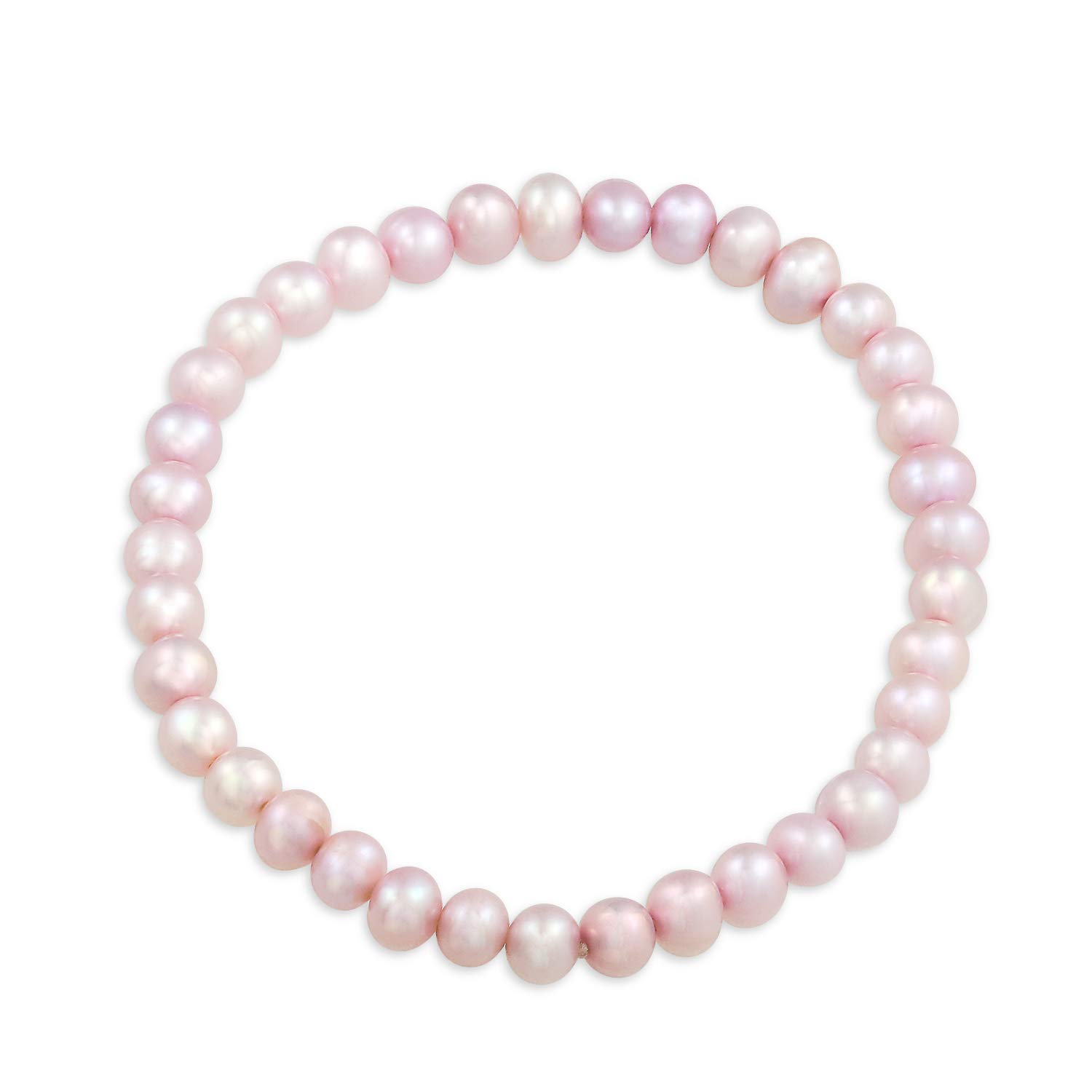 Bling Jewelry Bridal Simple Pink Freshwater Cultured Pearl Stackable Single Strand Stretch Bracelet For Women For Teen Flower Girl Wedding