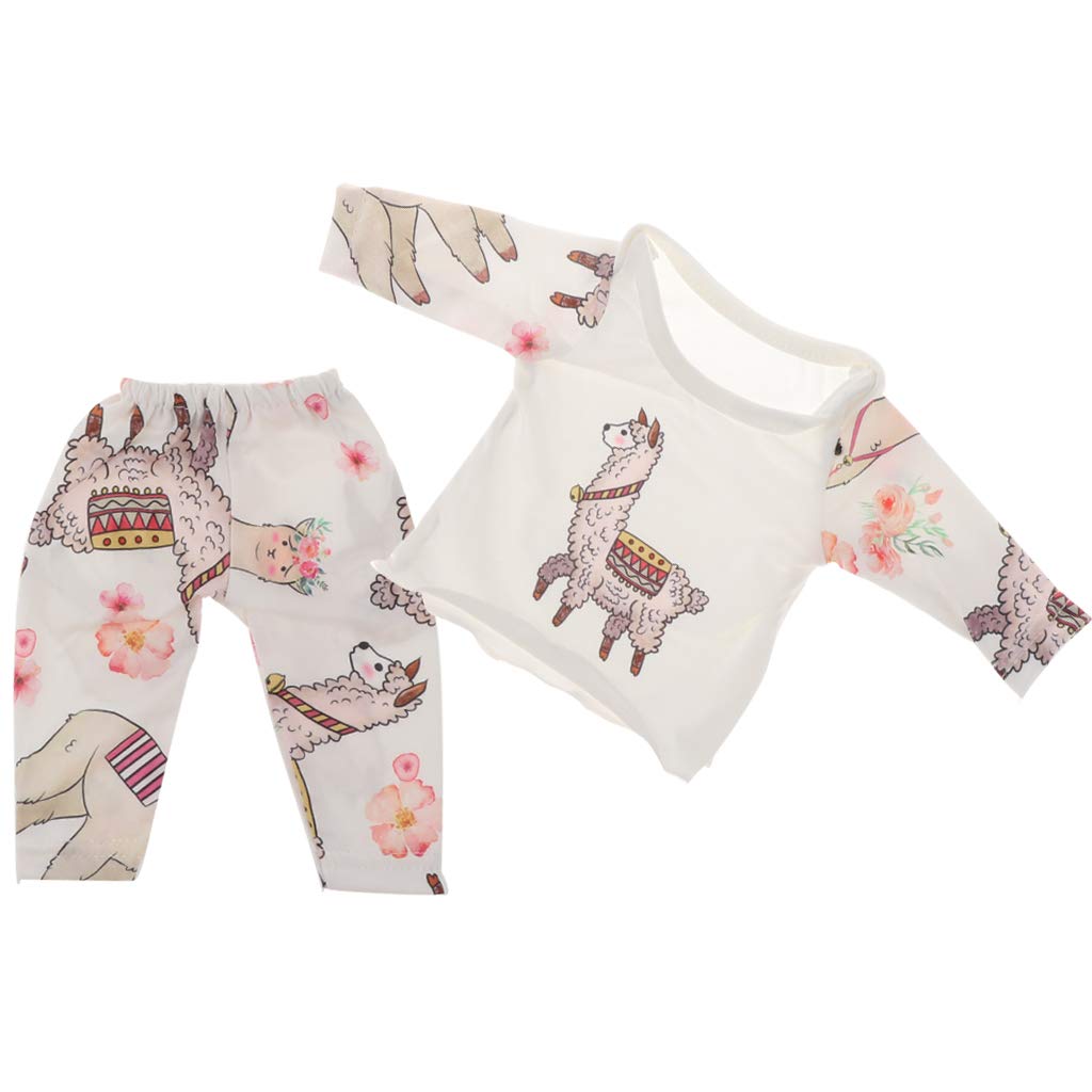 P Prettyia Netter Zweiteiliger Langarm Schlafanzug Pyjama Nachthemd Set Fur 18 Zoll Amerikanisches Madchen Puppen A Schlafanzuge Schlafanzuge Bademantel