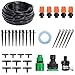 Chutsang Drip Irrigation System Kit，50ft Distribution Tubing Hose Plant Watering Irrigation Accessories Atomizing Nozzle Mister Dripper 1/4-Inch