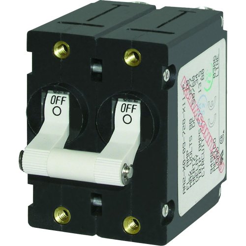 Blue Sea Systems 7238 A-Series White Toggle Circuit Breaker, Double Pole, 30A