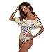 Hallegave Padded One Piece Mesh Panel Swimsuit Swimwear Monokini,Yellow,Large