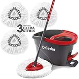 O-Cedar Easy Wring Spin Mop & Bucket System with 3 Extra Refills