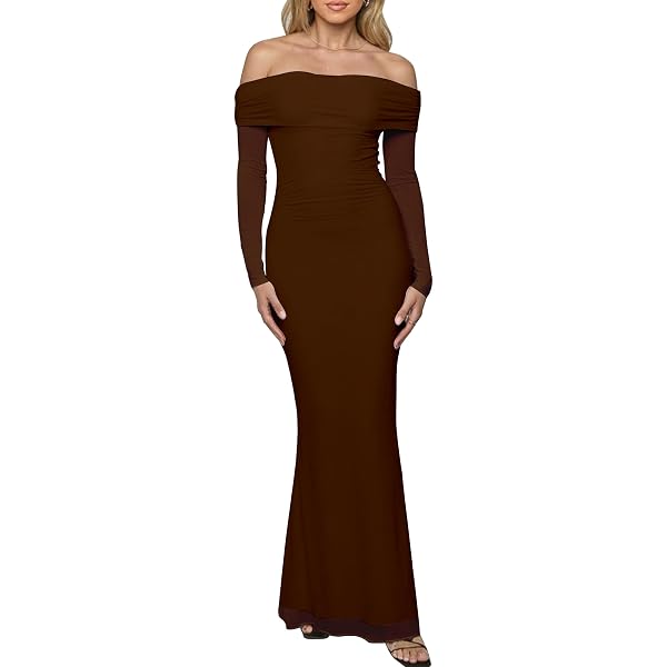 Amazon.com: Autumn Elegant Off Shoulder Lace Maxi Dress White Women Long  Sleeve Evening Party Dresses for Date Nights (US, Alpha, X-Small, Regular,  Regular, 97Plum) : Clothing, Shoes & Jewelry