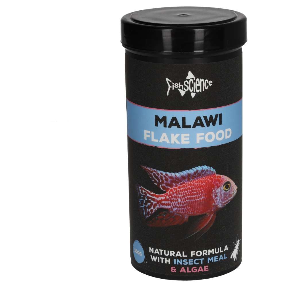 FishScience Malawi Flake Food 100G | Fish Food for Malawi Cichlids and Other Algae Eating Fish | Protein Insect Meal Formula – Colour Enhancing