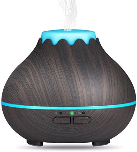Leofan 2017 Mini Aroma Essential Oil Diffuser 150ml Ultrasonic Cool Mist Humidifier with Color LED Lights Changing and Waterless Auto Shut-off for Office, Yoga, Spa, Baby Room,Bedroom (Dark Woodgrain)