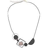 sunglnl Bohemian Necklaces For Women, Gold And Black Hollow Geometry Long Pendant Trendy Statement Necklace Minimalism Style Jewelry Gift