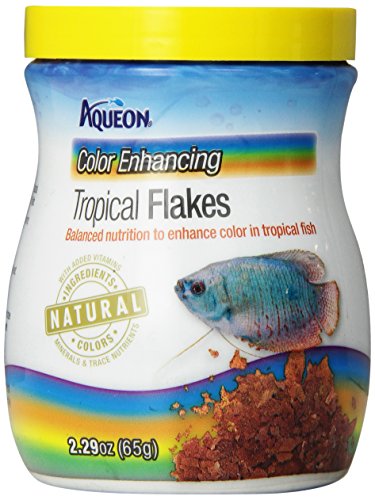 Aqueon Tropical Color Enhancing Flakes Fish Food, 2.29-Ounce