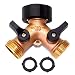 Fenleo Garden Hose Splitter Heavy-Duty 2 Way Solid Brass Y Valve Female Connector