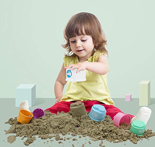 Alagoo Stacking Cups Baby Building Set, Nesting Cups Embossed Animal, Numbers, Colors Stacking and Sorting Nesting Toys for Kids Bathtub, Beach, Water Toy(11 Pcs)